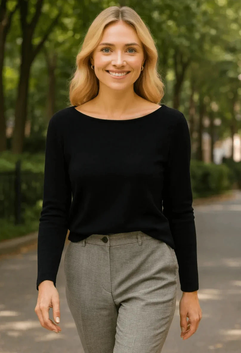 Comprar blusa feminina tricot manga longa elegante confortável trabalho casual barato promoção zara