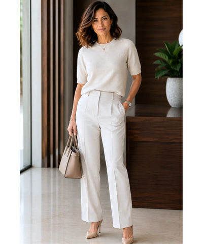 Comprar blusa feminina de tricot modal gola estruturada elegante para looks versáteis no dia a dia ou em ambientes casuais refinados barato ANELLIMN