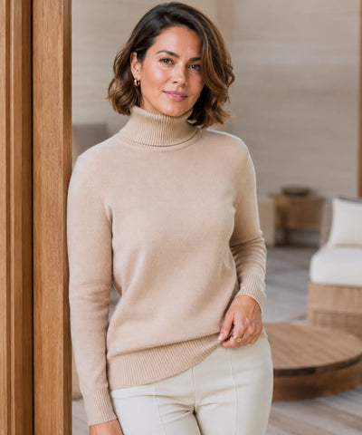 Comprar blusa de frio feminina grossa de tricot térmica com gola alta peluciada aconchegante e sofisticado para o inverno barato ANELLIMN