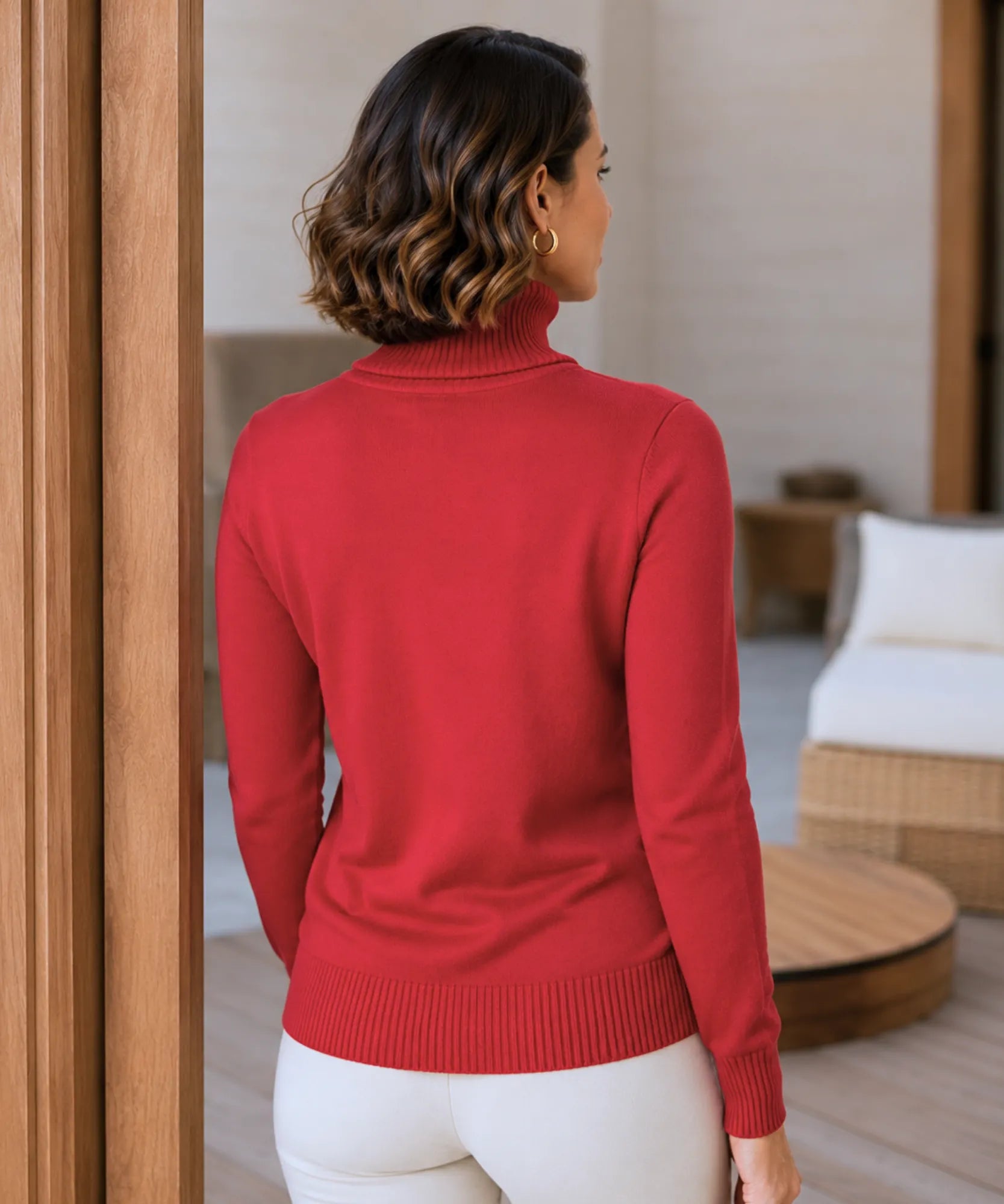 Comprar blusa de frio feminina grossa de tricot térmica com gola alta peluciada aconchegante e sofisticado para o inverno barato ANELLIMN