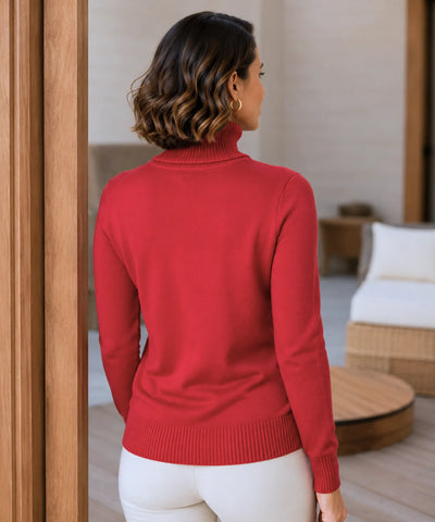 Comprar blusa de frio feminina grossa de tricot térmica com gola alta peluciada aconchegante e sofisticado para o inverno barato ANELLIMN