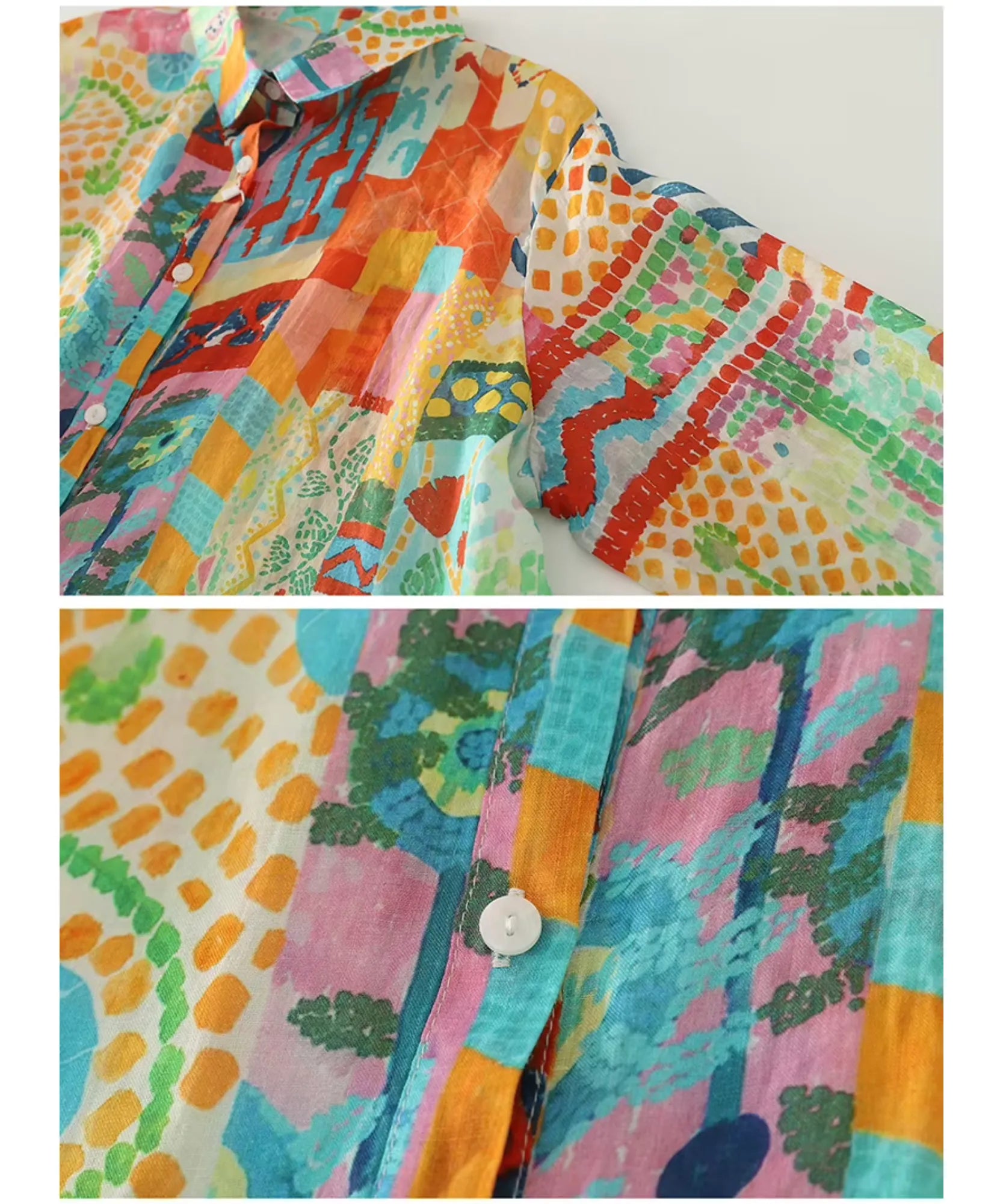 Comprar blusa de linho feminina floral em promoção Anellimn