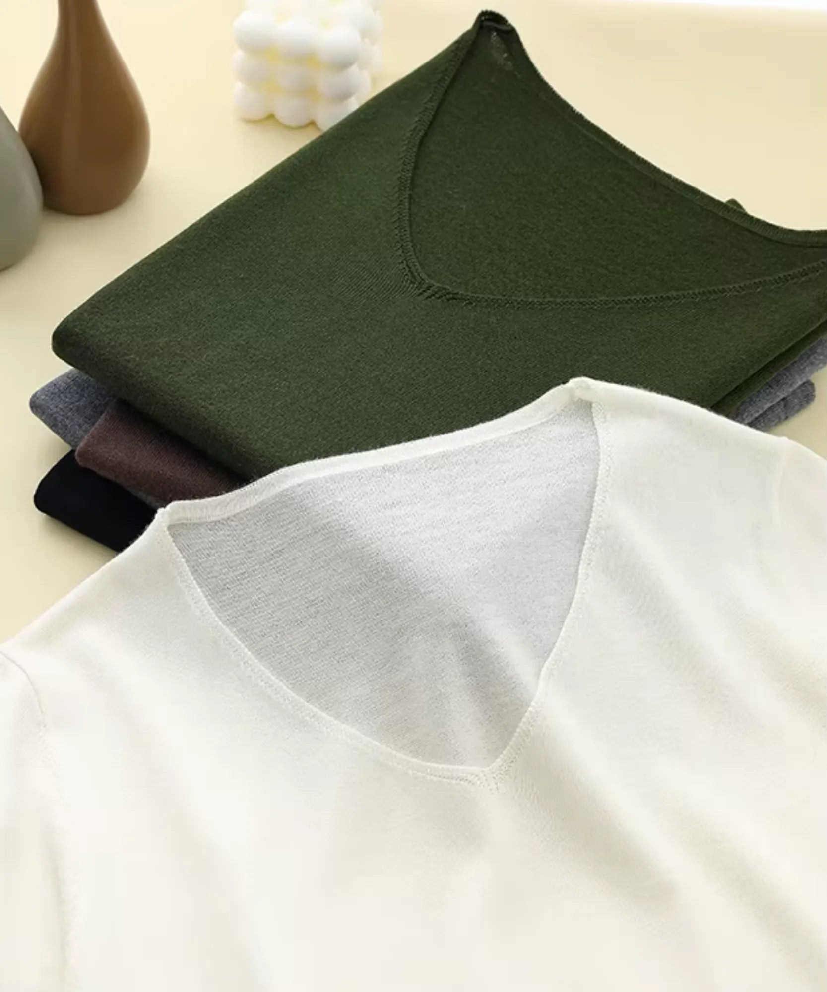Comprar blusa manga curta feminina em seda e lã fina cinco cores em promoção Anellimn