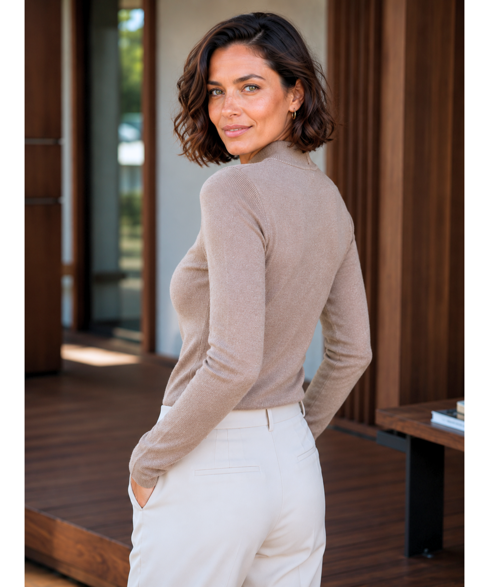 Comprar Blusa Manga Longa Canelada Gola Alta Feminina barata e promoção ANELLIMN