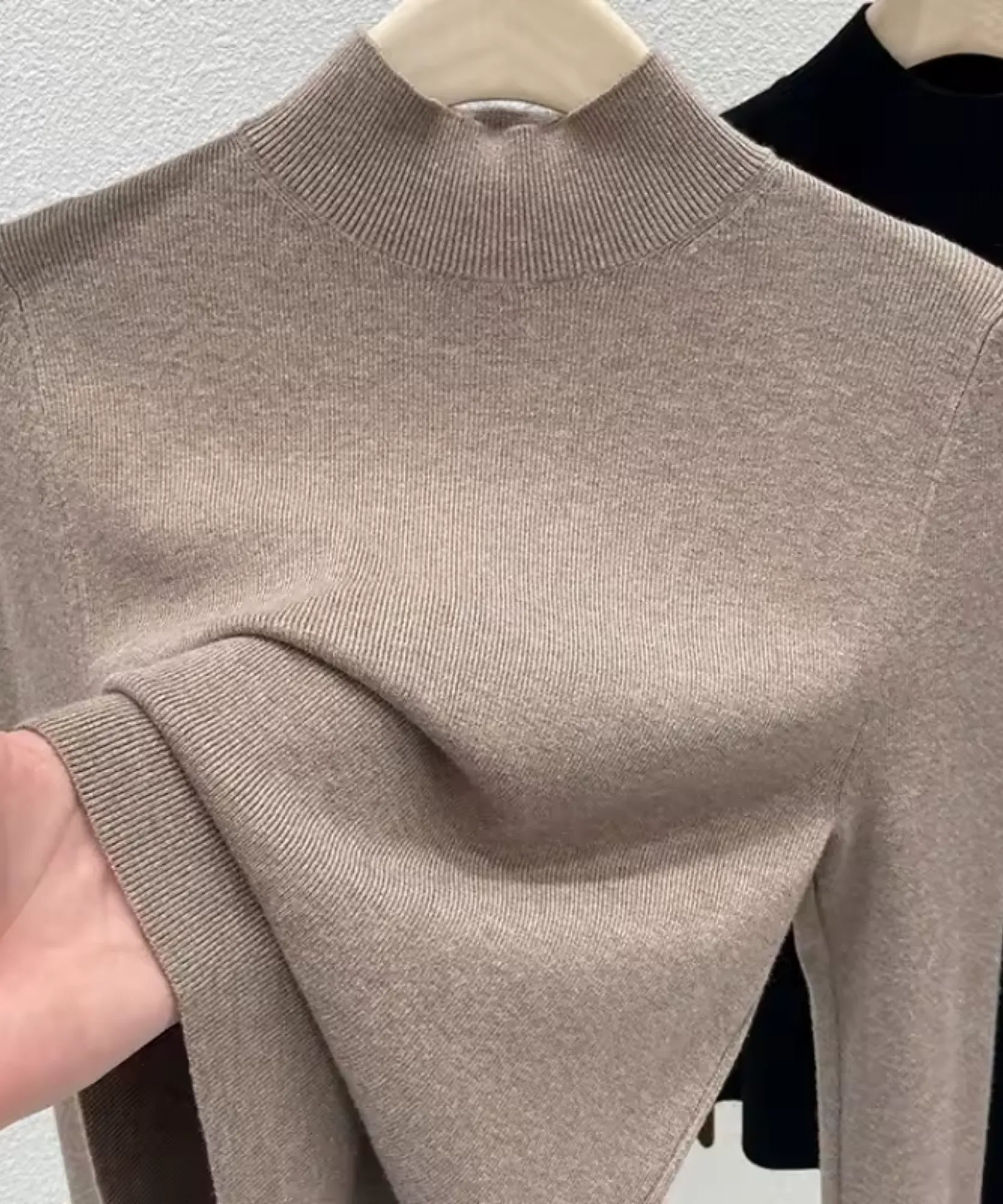 Comprar Blusa Manga Longa Canelada Gola Alta Feminina barata e promoção ANELLIMN