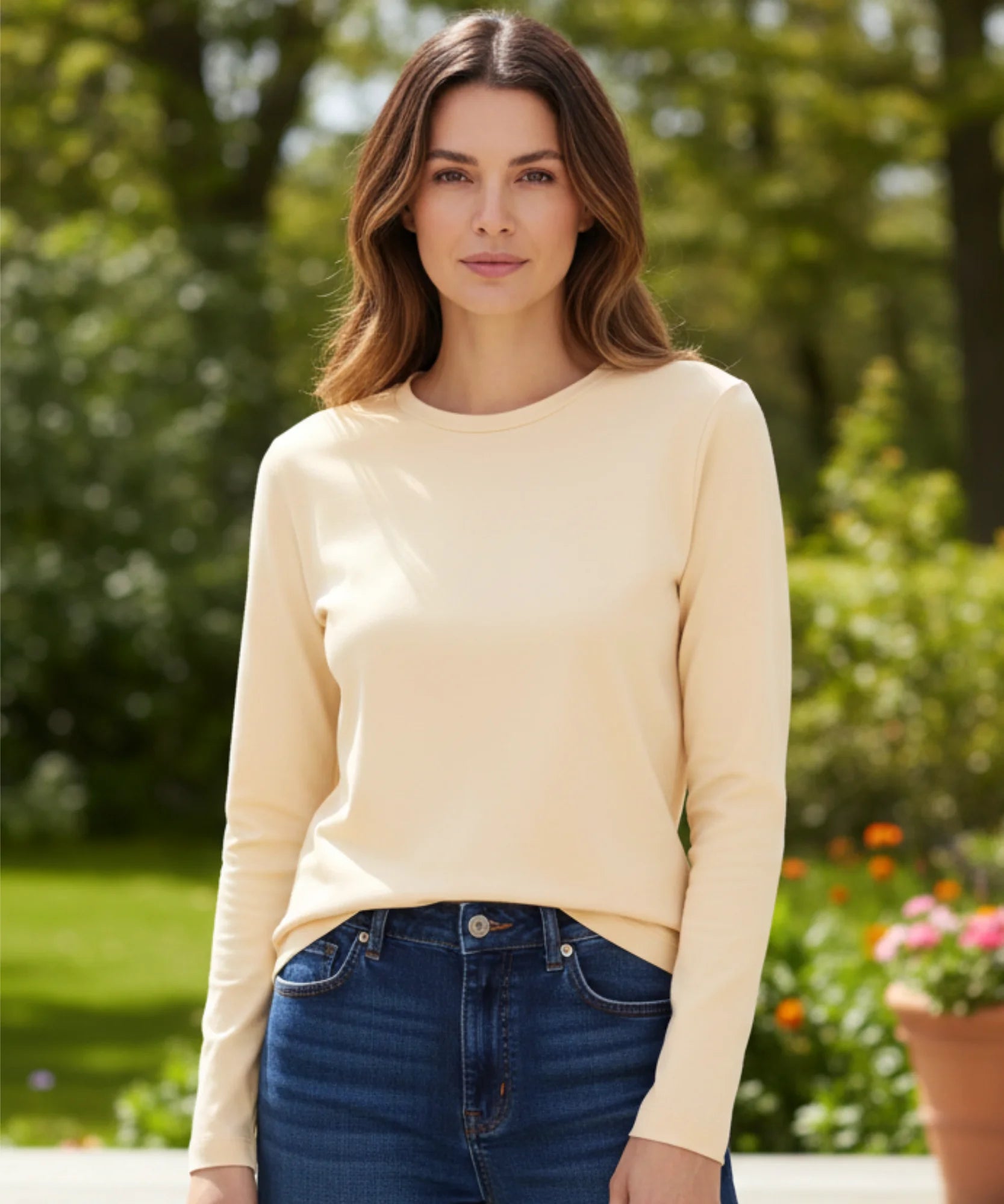 Comprar blusa manga longa feminina 100% algodão gola redonda segunda pele básica barato ZA