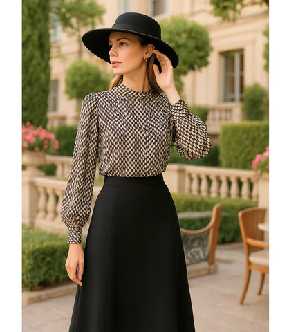 Comprar blusa manga longa feminina chiffon com estampa para looks casuais e elegantes no trabalho em promoção ZARA

