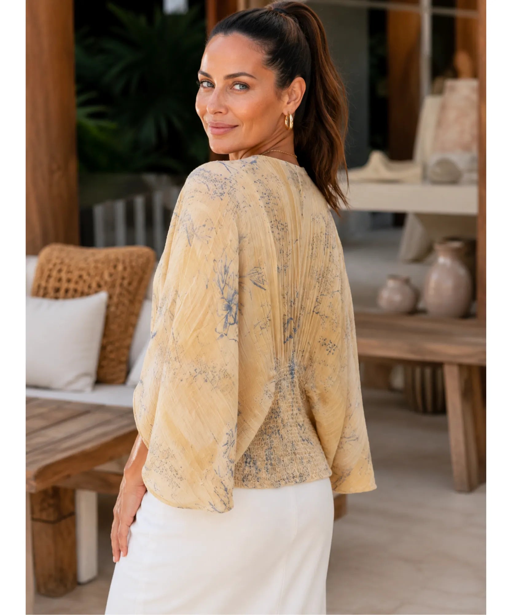 Comprar blusa manga longa feminina estampada costas em promoção Anellimn
