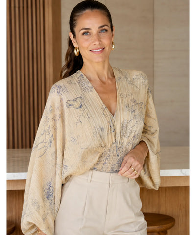 Comprar blusa manga longa feminina estampada manga kimono em promoção Anellimn