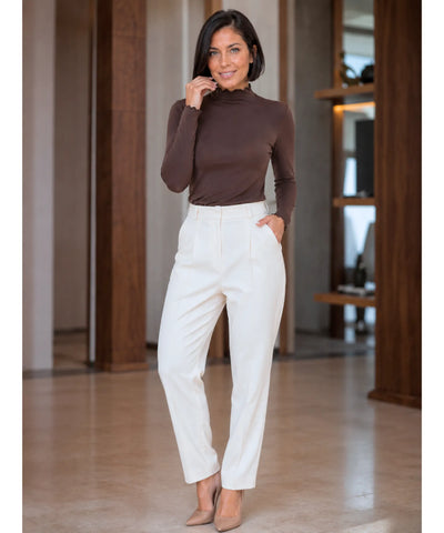 Comprar blusa manga longa malha poliamida gola alta barra ondulada para os dias frios em promoção barato ANELLIMN 