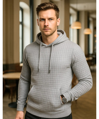 Comprar blusa masculina capuz moletom cinza texturizado inverno casual moderno premium em promoção ZARA