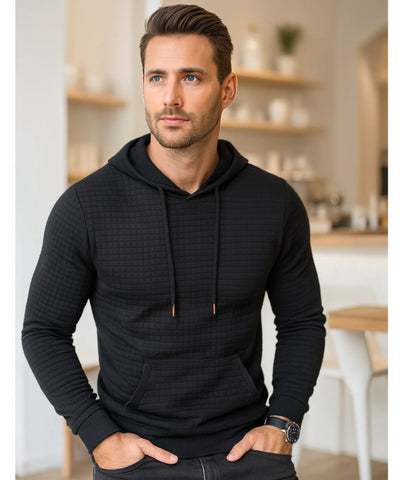 Comprar blusa masculina capuz moletom preto texturizado inverno casual moderno premium em promoção ZARA
