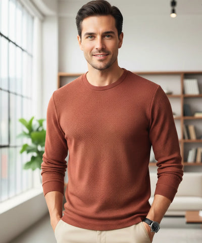 Blusa Masculina Manga Longa Malha Waffle Casual | Pierre