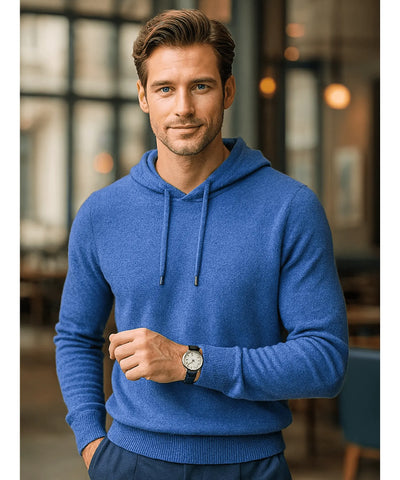 Comprar blusa masculina tricot capuz azul algodão confortável inverno casual moderna em promoção ZARA