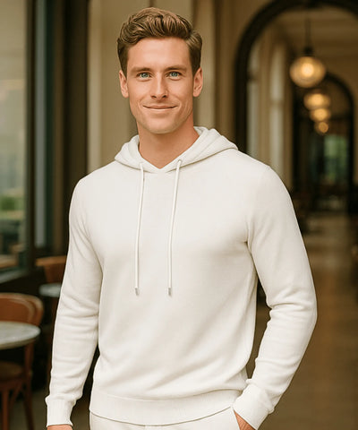 Comprar blusa masculina tricot capuz branco algodão confortável inverno casual moderna em promoção ZARA