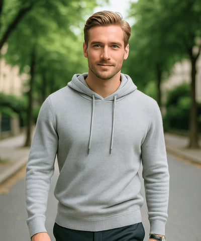 Comprar blusa masculina tricot capuz cinza algodão confortável inverno casual moderna em promoção ZARA
