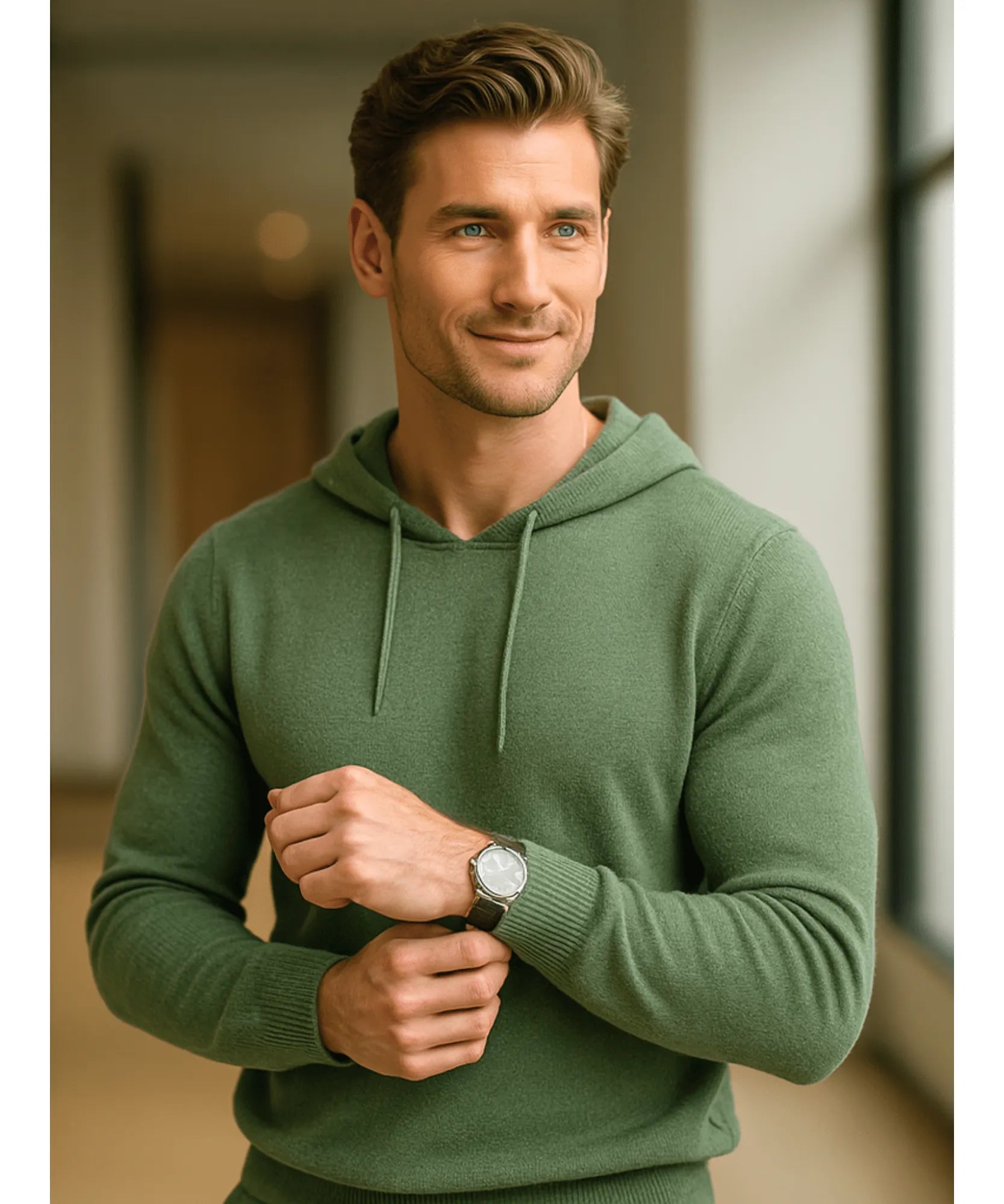 Comprar blusa masculina tricot capuz verde algodão confortável inverno casual moderna em promoção ZARA