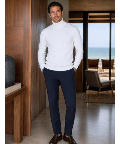 Comprar blusa masculina gola alta tricot branca inverno promoção