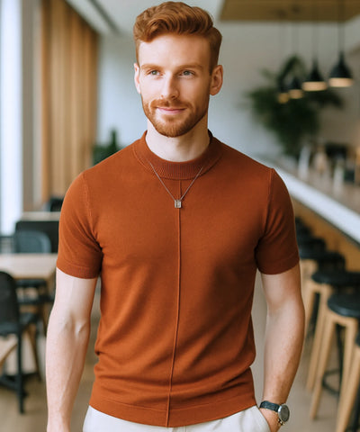 Blusa Masculina Tricot Slim Gola Alta Casual Elegante | Valenti