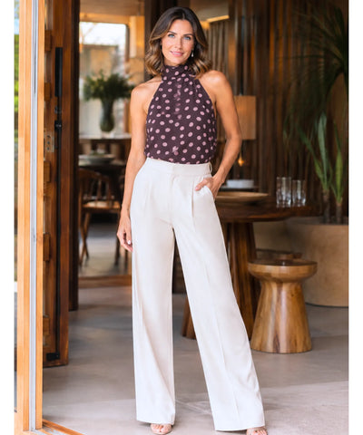 Comprar blusa poá feminina de costas em promoção Anellimn