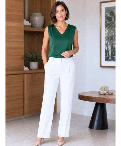 Blusa Regata Feminina Cetim Decote V Elegante Social | Calise