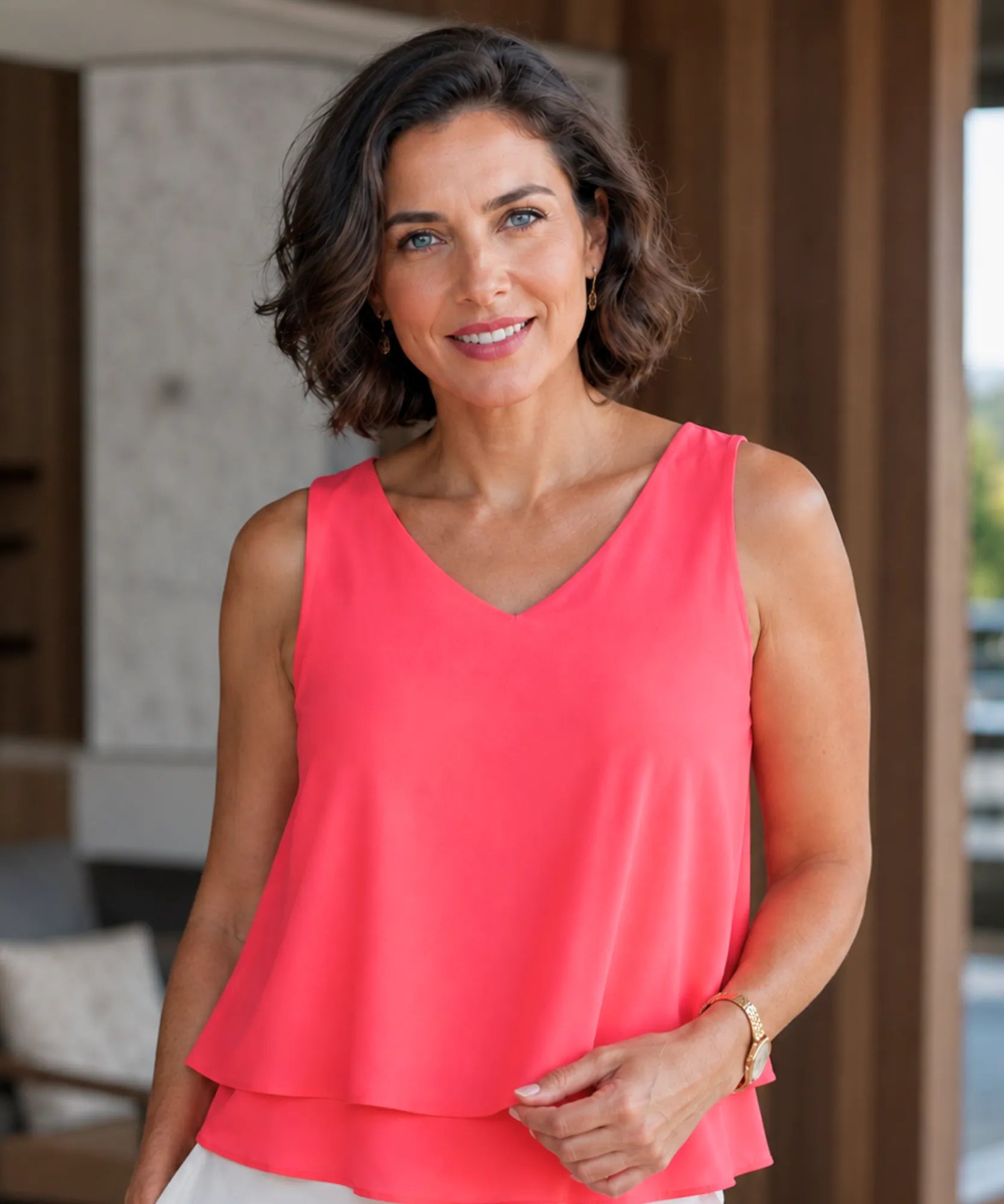 Comprar blusa regata feminina social em chiffon elegante para trabalho ou dia a dia barato ANELLIMN