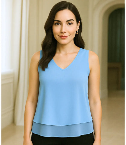 Comprar blusa regata feminina soltinha azul elegantes para trabalho ou looks casuais barato ZARA
