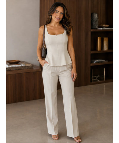 Comprar blusa sem manga feminina peplum cintura marcada off white em promoção Anellimn