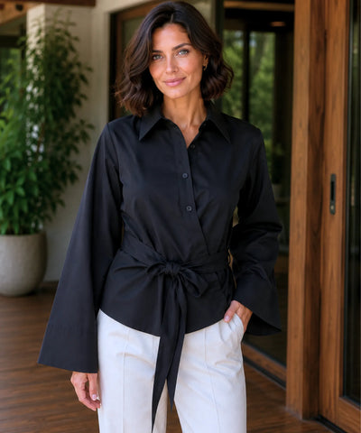 Comprar blusa social feminina em algodão com manga longa para trabalho e ocasiões especiais barato ANELLIMN