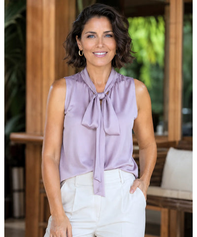 Blusa Social Feminina Cetim com Laço Elegante | Dudinha