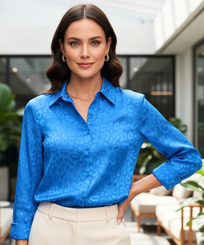 Blusa Social Feminina Manga Longa em Cetim Elegante | Stela
