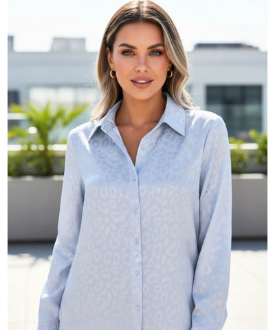 Blusa Social Feminina Manga Longa em Cetim Elegante | Stela