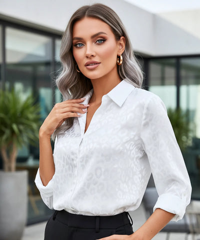 Blusa Social Feminina Manga Longa em Cetim Elegante | Stela