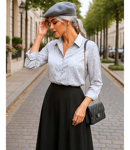 Comprar blusa social feminina em cetim seda cinza para escritório, reuniões e looks casuais refinados em promoção ZARA

