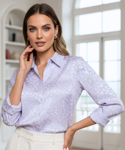 Blusa Social Feminina Manga Longa em Cetim Elegante | Stela