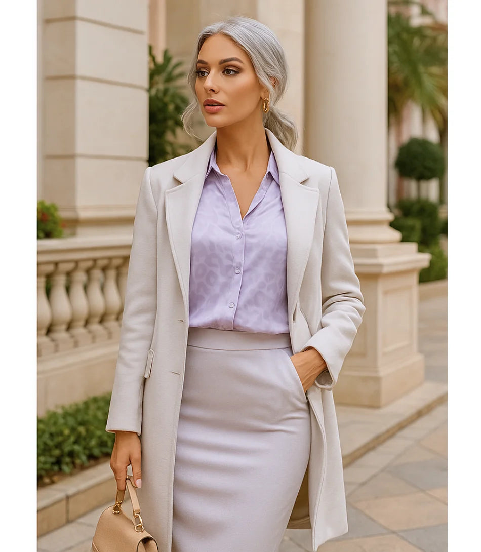 Comprar blusa social feminina em cetim seda lilás para escritório, reuniões e looks casuais refinados em promoção ZARA

