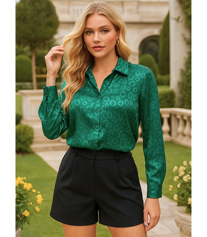 Comprar blusa social feminina em cetim seda verde para escritório, reuniões e looks casuais refinados em promoção ZARA

