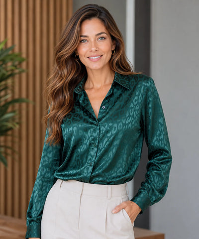 Comprar blusa social feminina em cetim seda para escritório, reuniões e looks casuais refinados em promoção ANELLIMN
