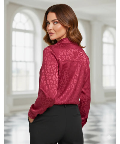 Blusa Social Feminina Manga Longa em Cetim Elegante | Stela
