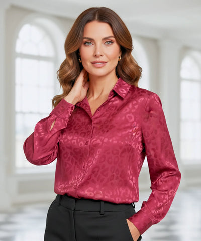 Blusa Social Feminina Manga Longa em Cetim Elegante | Stela