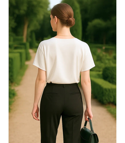 Comprar blusa social feminina de cetim branco com brilho para ocasiões elegantes ou trabalho em promoção ZARA
