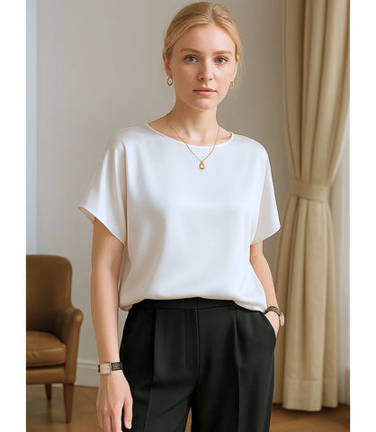 Comprar blusa social feminina de cetim branco com brilho para ocasiões elegantes ou trabalho em promoção ZARA
