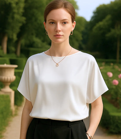 Comprar blusa social feminina de cetim branco com brilho para ocasiões elegantes ou trabalho em promoção ZARA
