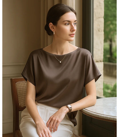 Comprar blusa social feminina de cetim champagner com brilho para ocasiões elegantes ou trabalho em promoção ZARA
