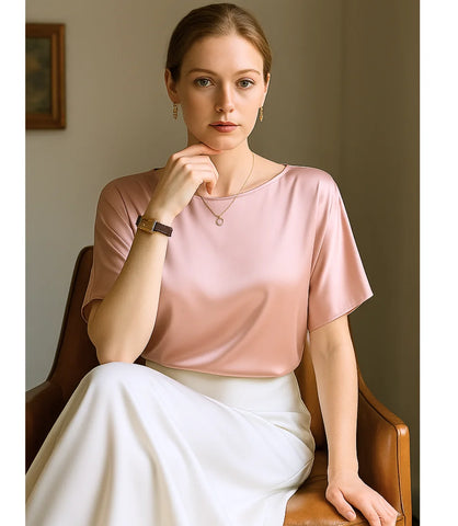 Comprar blusa social feminina de cetim rosa com brilho para ocasiões elegantes ou trabalho em promoção ZARA

