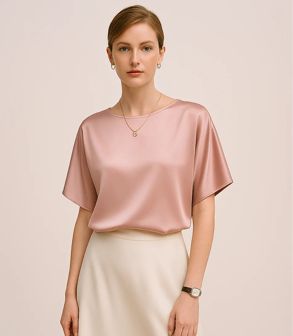 Comprar blusa social feminina de cetim rosa com brilho para ocasiões elegantes ou trabalho em promoção ZARA
