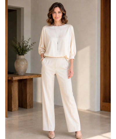 Comprar blusa social feminina cetim com manga 3/4 elegante e versátil para looks sofisticados ou ambiente profissional em promoção ANELLIMN