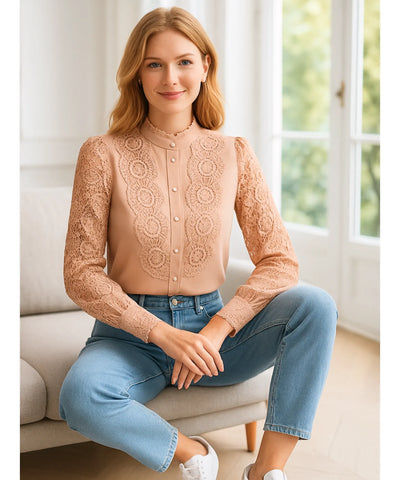 Blusa Social Feminina Delicada de Renda Branca | Ellen