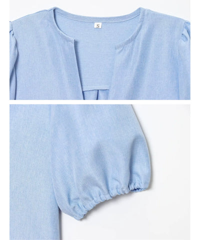 Comprar blusa social feminina manga bufante linho viscose laços frontais elegante trabalho festa em promoção ZARA