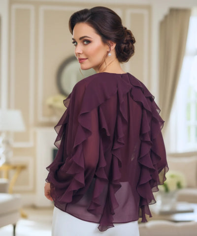 Blusa Social Feminina Manga Longa com Babados Elegante | Fer